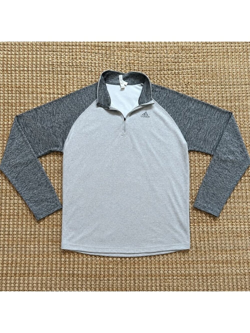 Adidas Light Gray and Dark Heather Gray Quarter-Zip Pullover (2XL)
